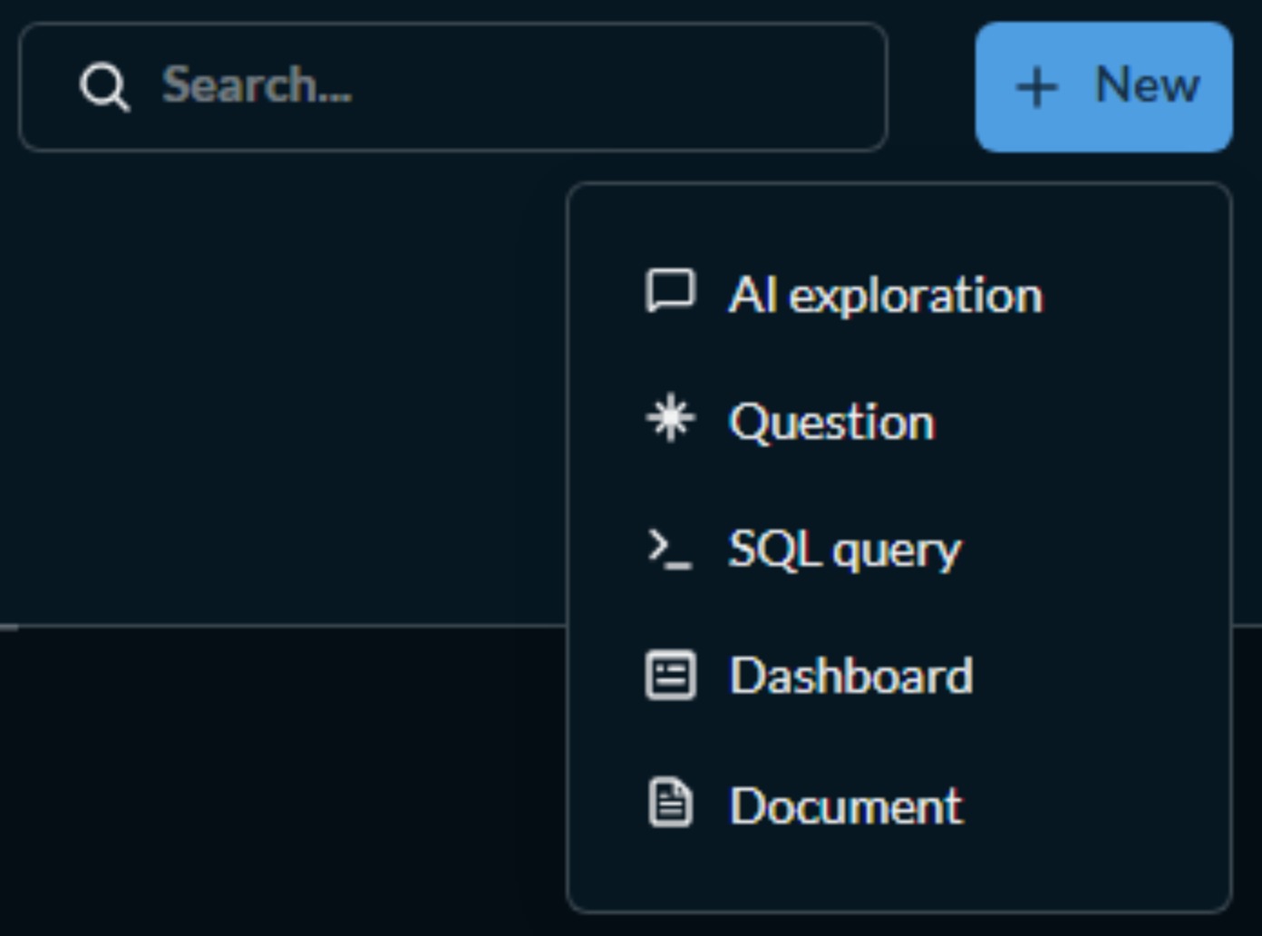 metabase action menus