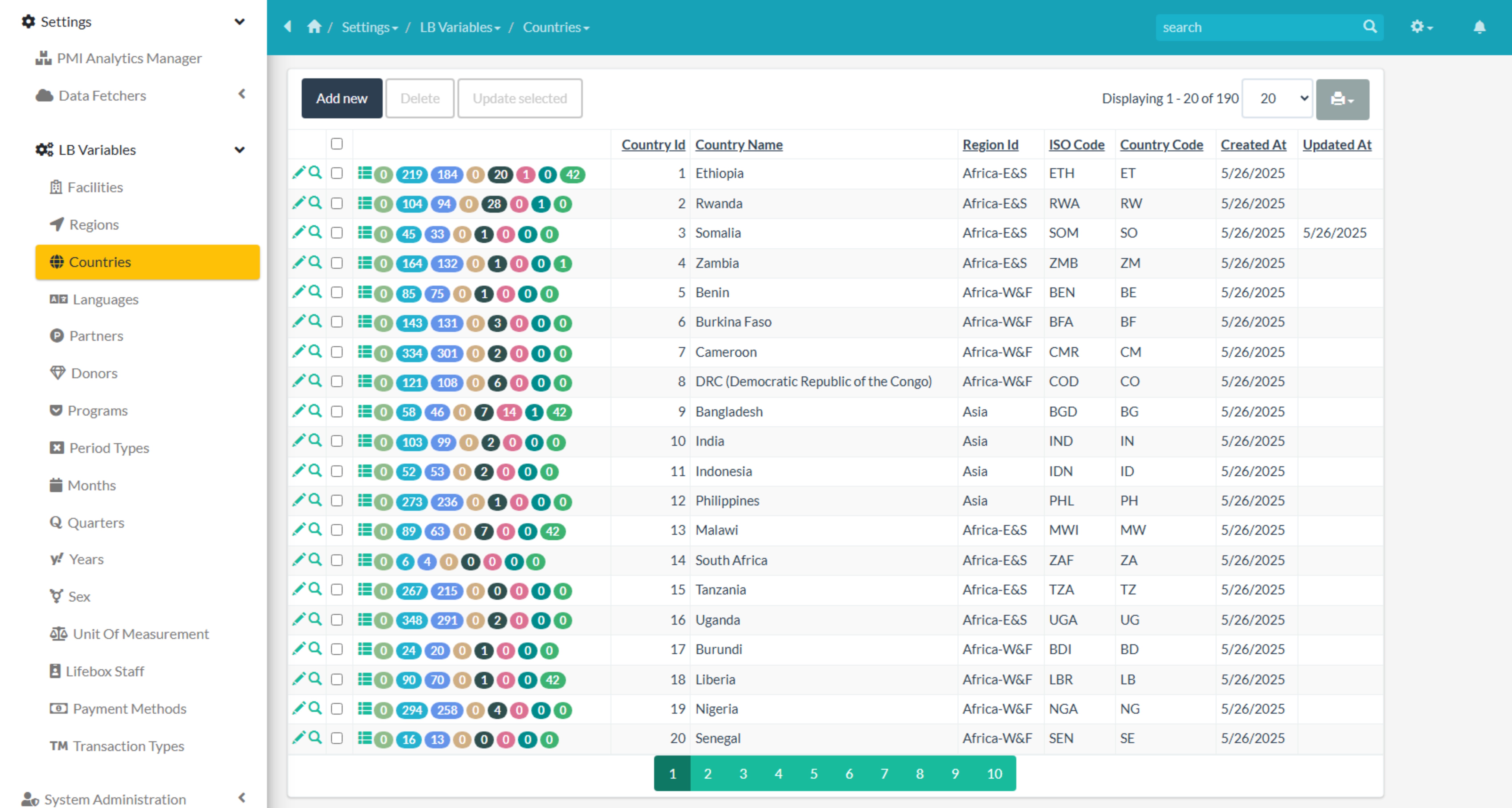 Countries List Screenshot Placeholder