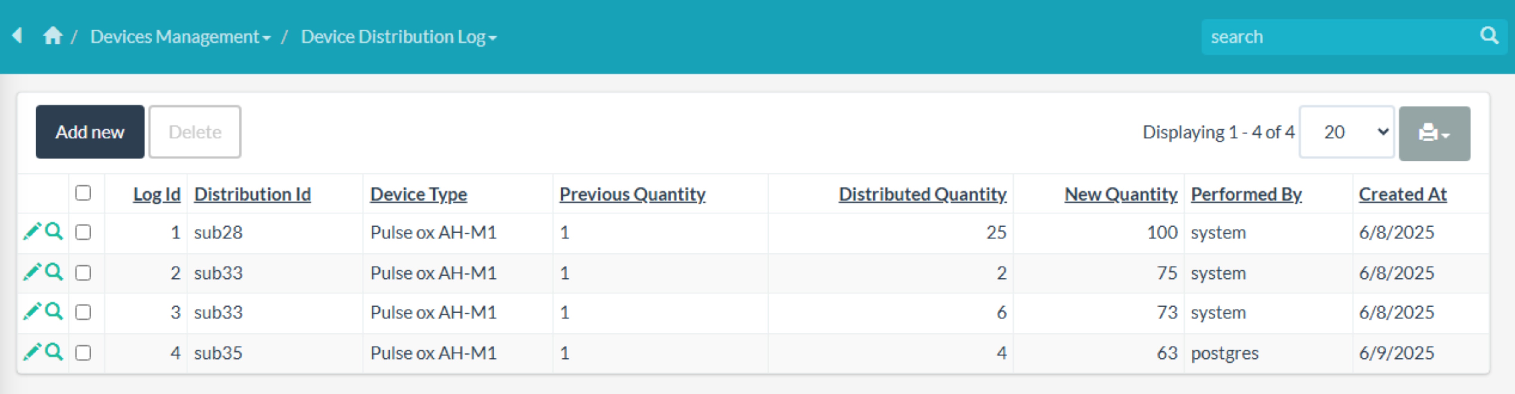 Devices Distribution Logs