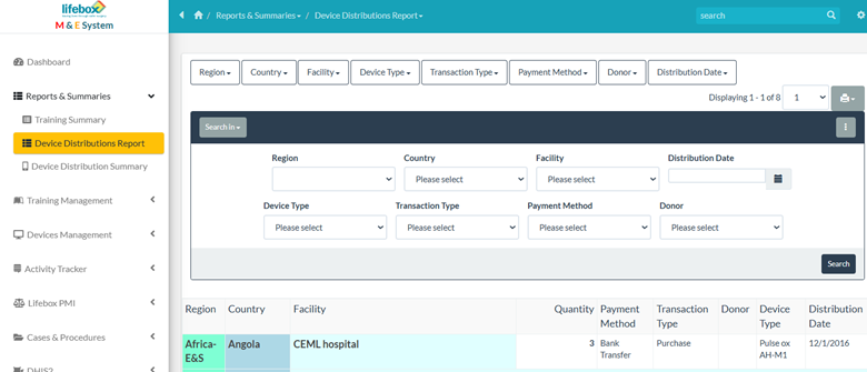 Figure 8. The Reports and Summaries menu provides access to system reports and allows downloading results in different formats