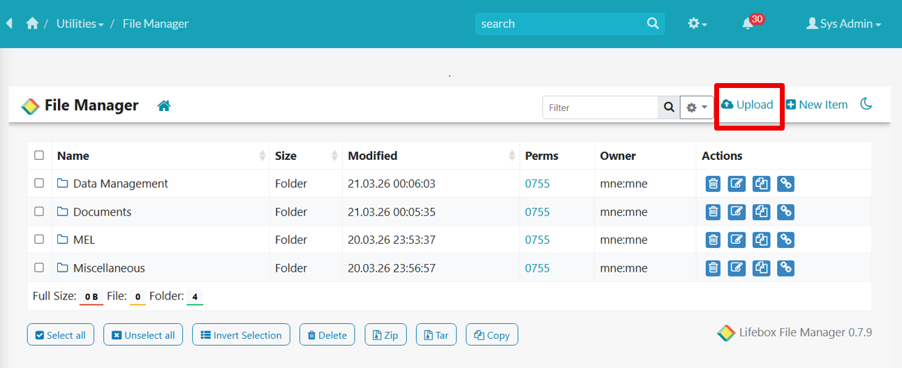Figure - Upload Menu