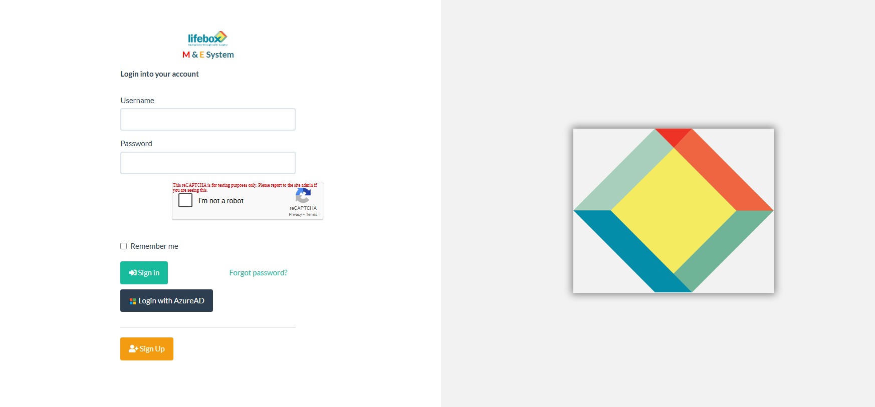 Figure 2. Snapshot of Lifebox M&E system login page