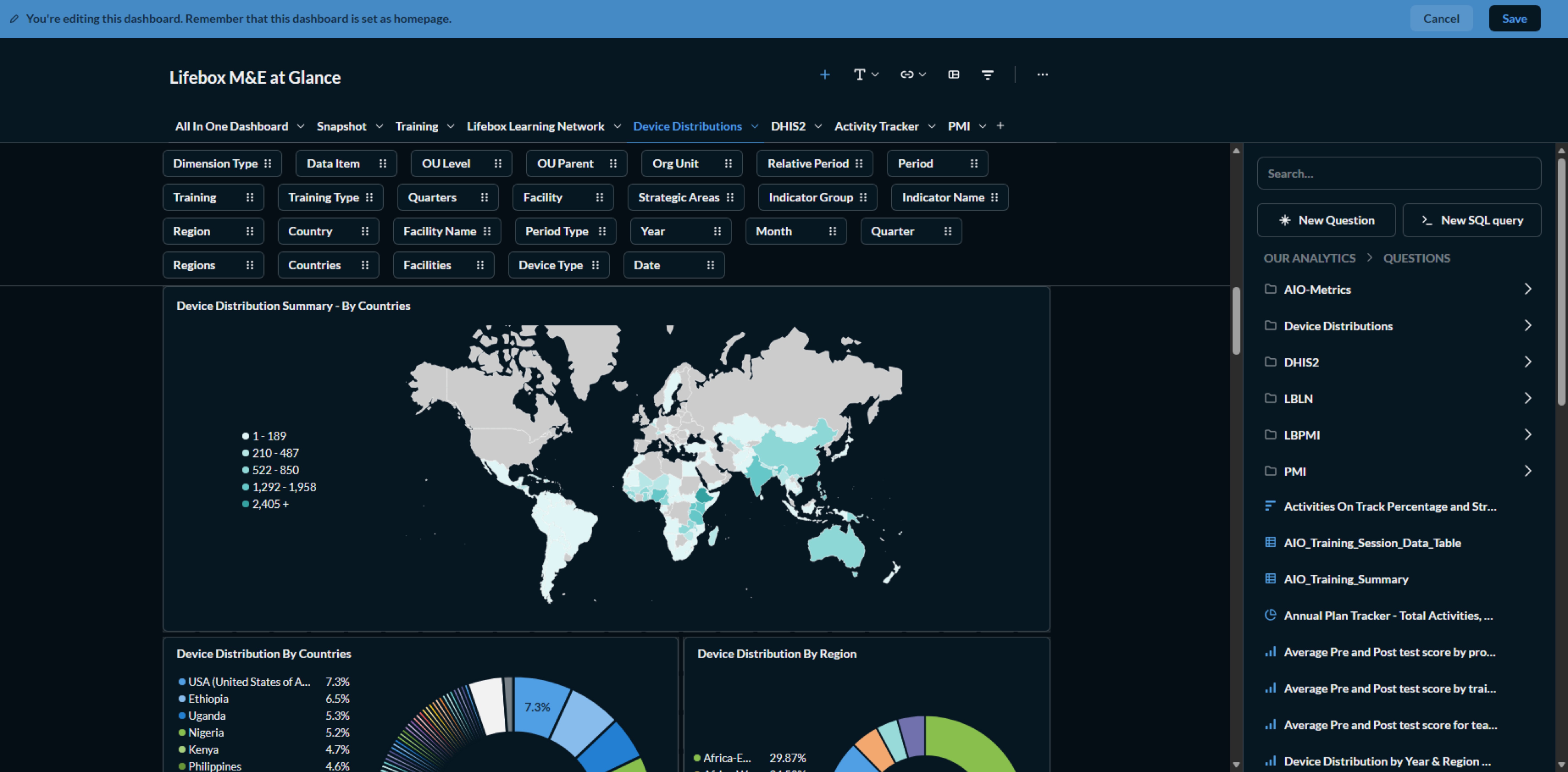 adding questions from Collections to Dashboard