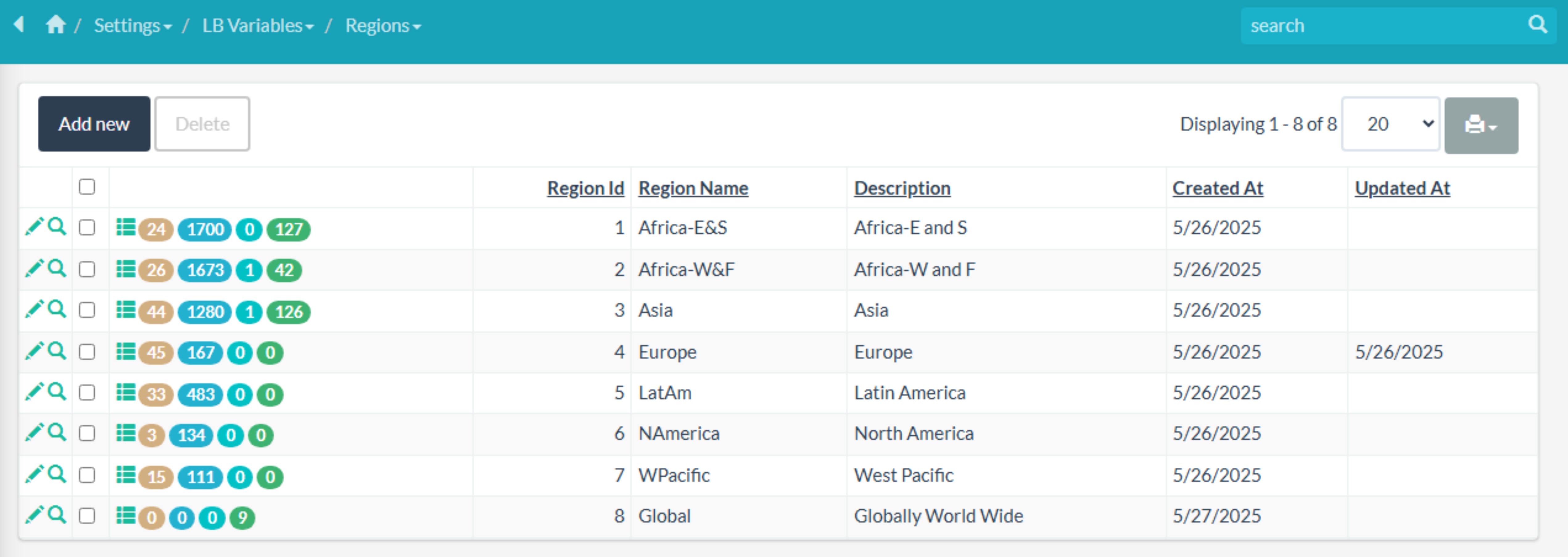Regions List Screenshot Placeholder