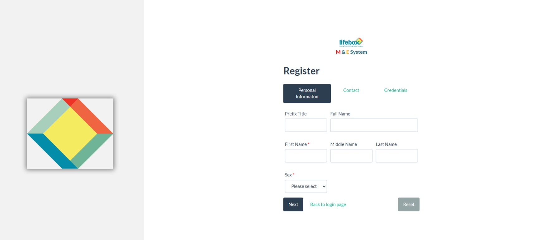 Figure 3. Snapshots of lifebox M&E system registration page