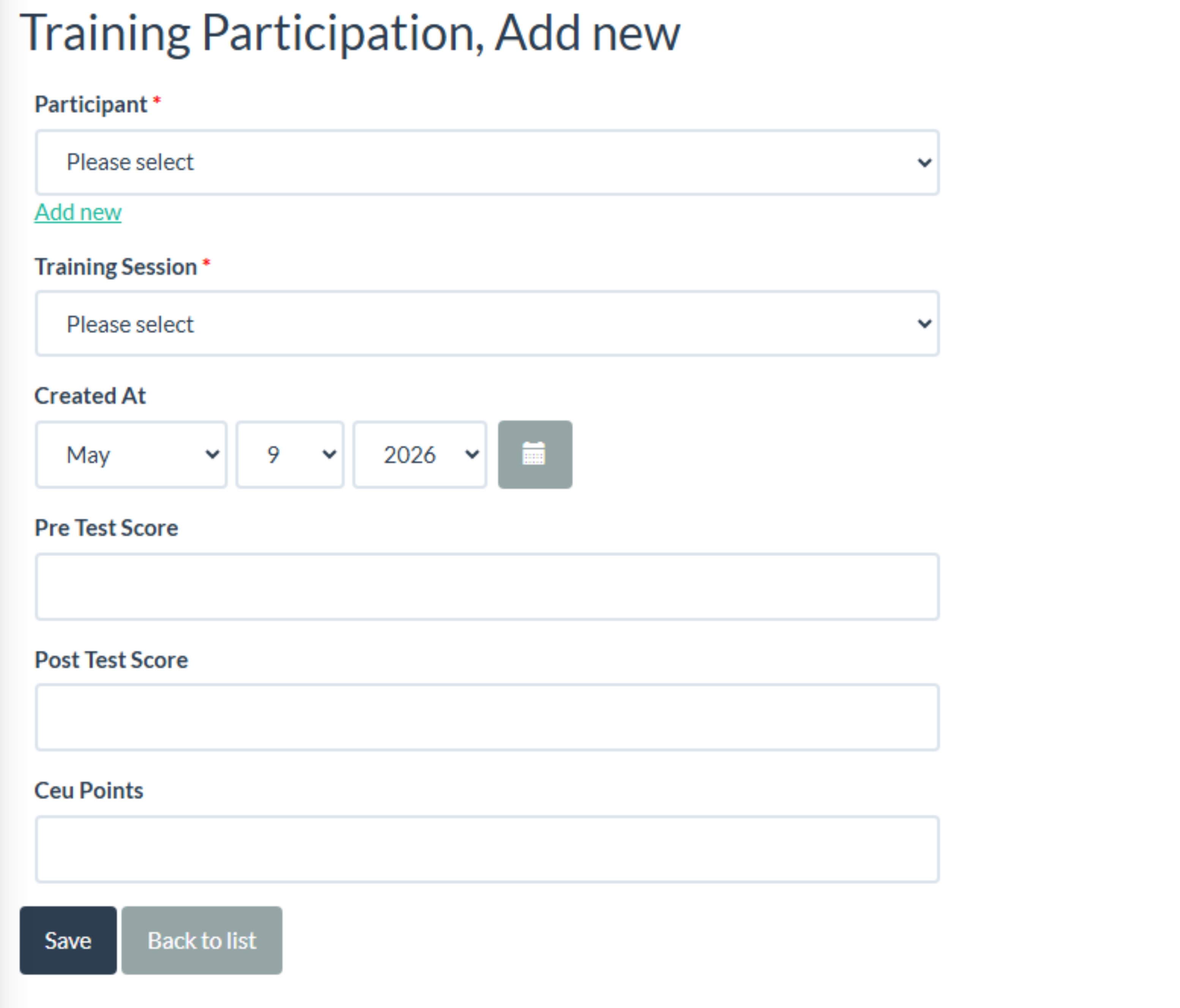 training participation add