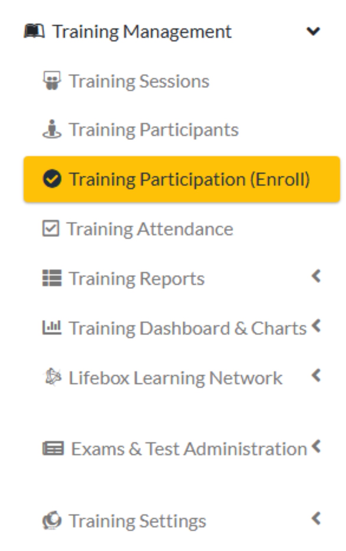 training participation list